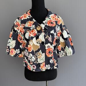 Ivy Jane floral cropped swing jacket - short sleeve - blazer - size XS